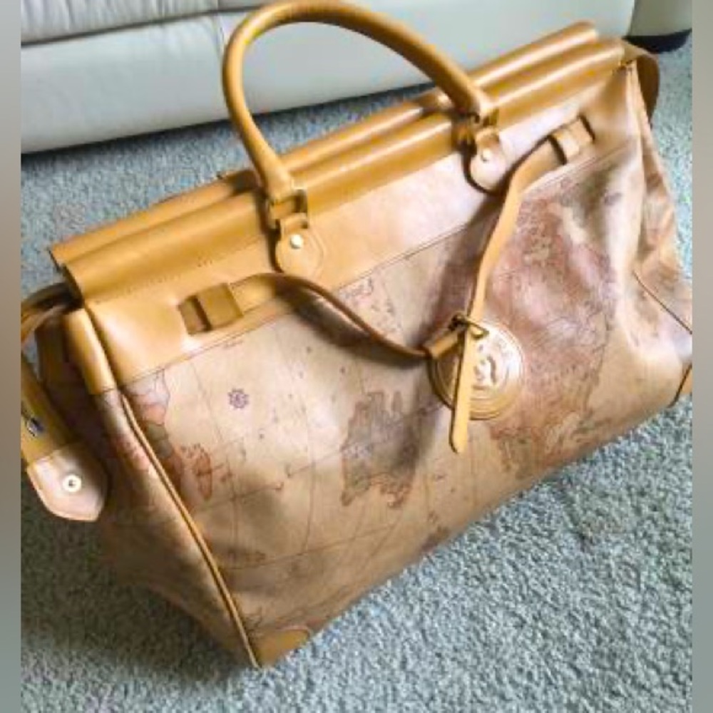 Map Pattern Leather Millionaire’s Hand Luggage Bag - image 8